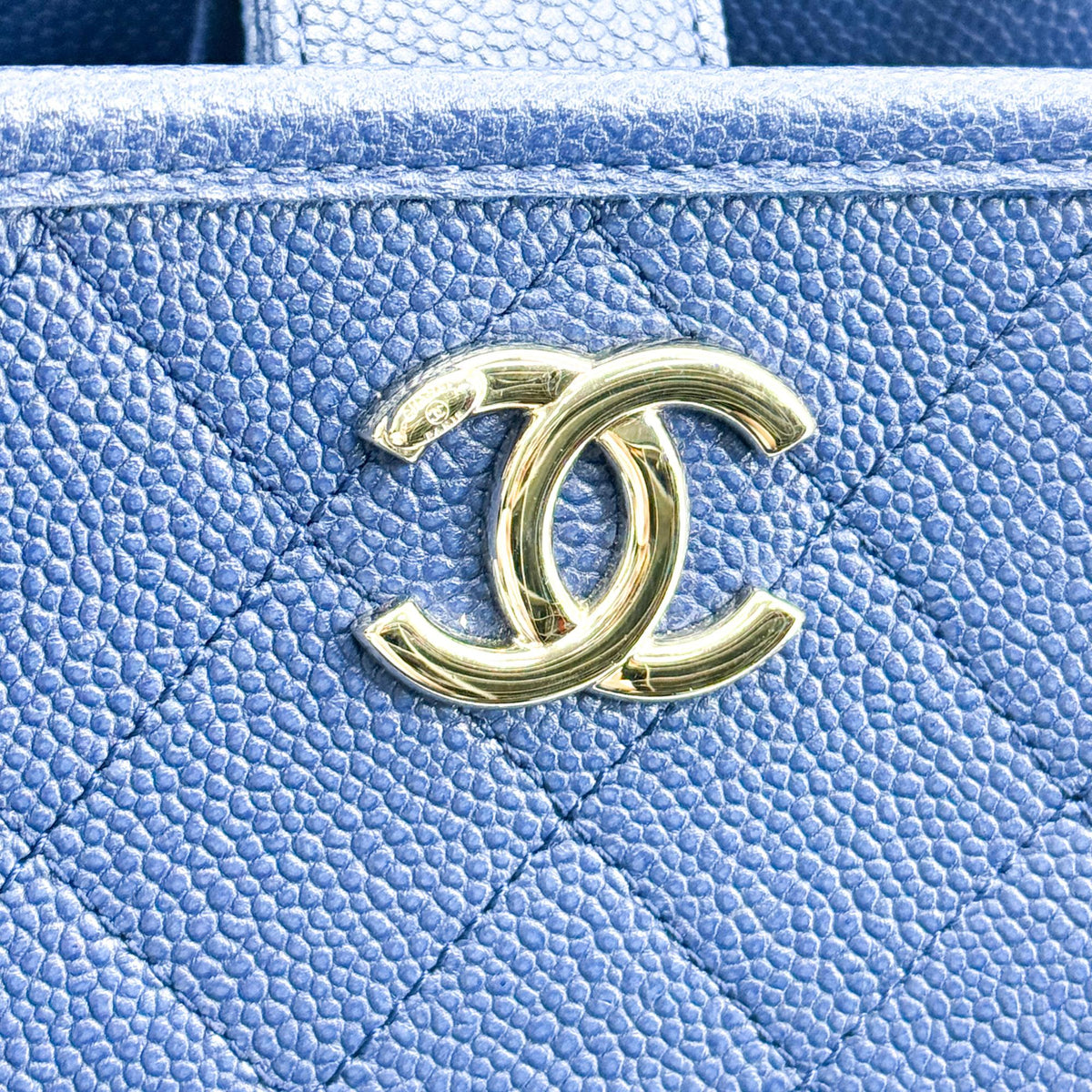 Chanel Caviar Quilted Tote Bag Navy Silver Hardware
