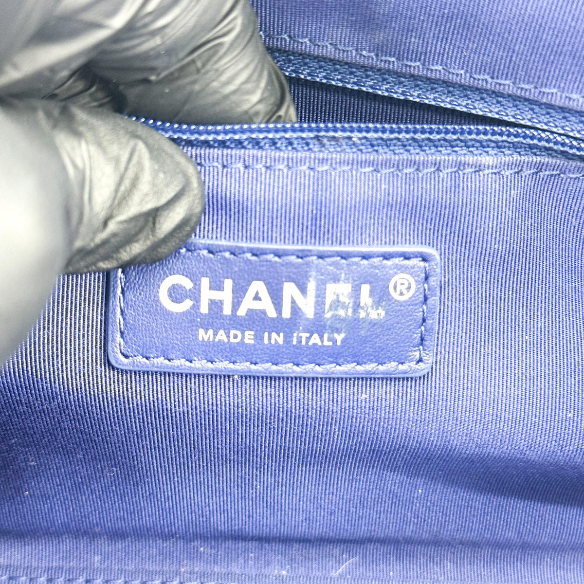 Chanel Caviar Quilted Tote Bag Navy Silver Hardware