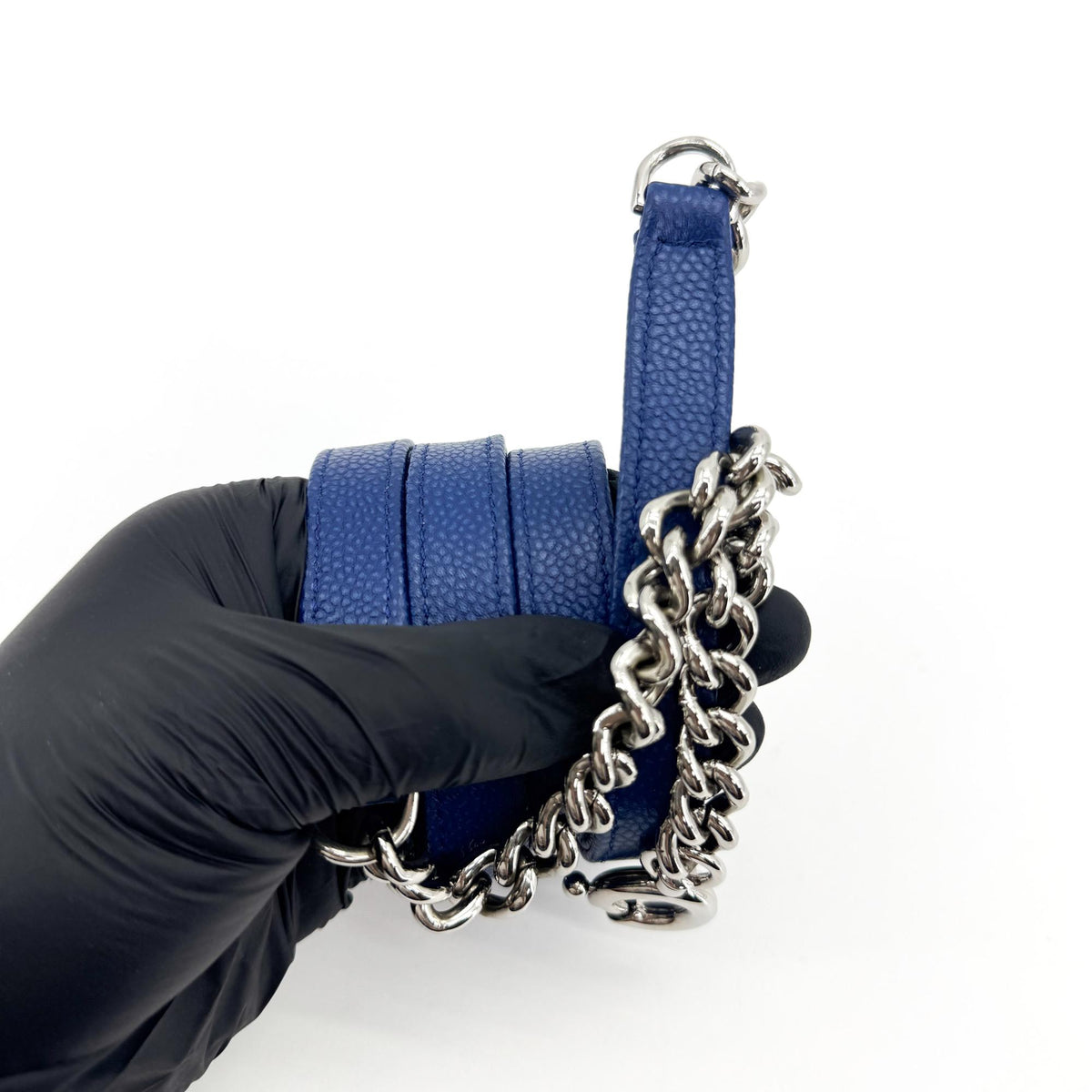Chanel Caviar Quilted Tote Bag Navy Silver Hardware
