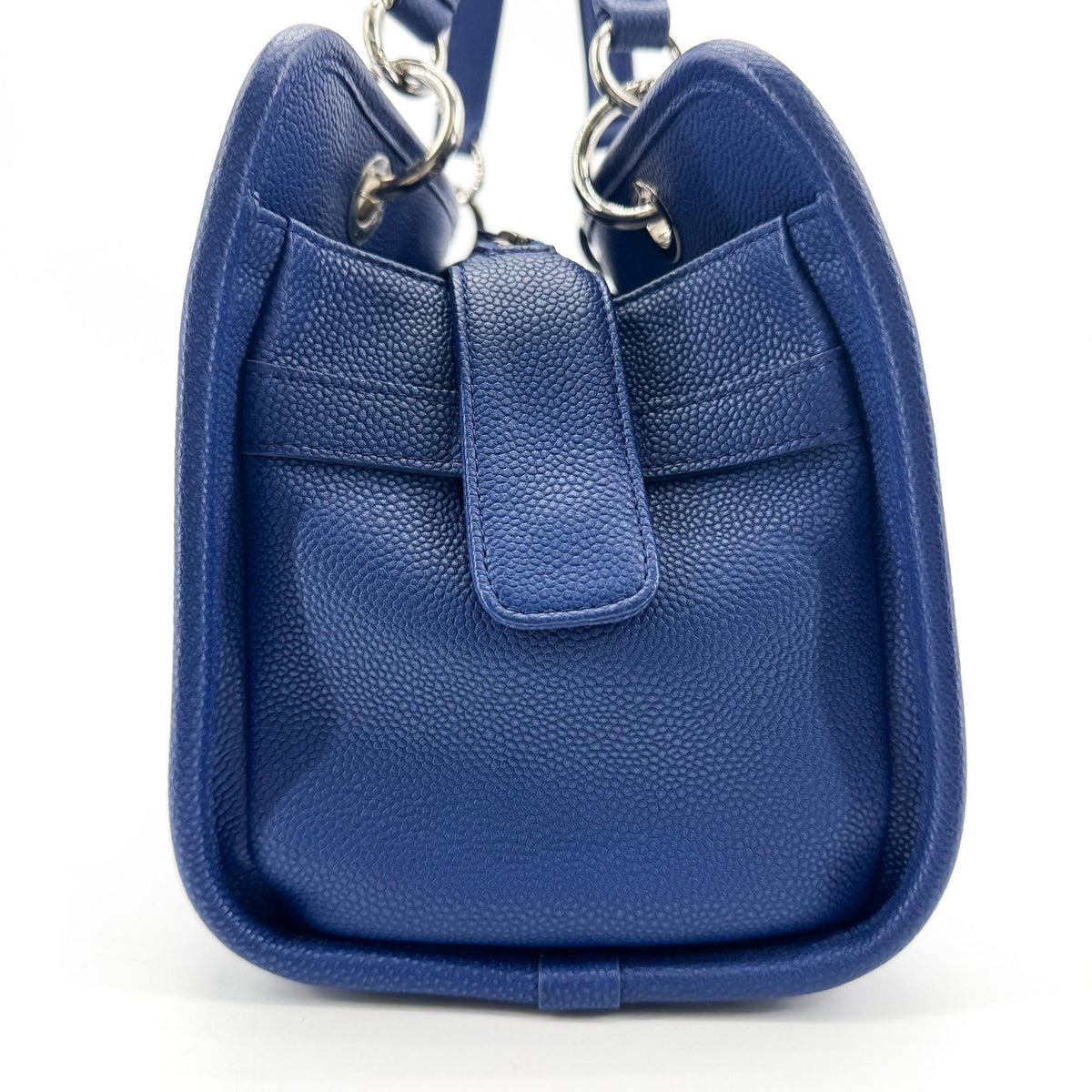 Chanel Caviar Quilted Tote Bag Navy Silver Hardware