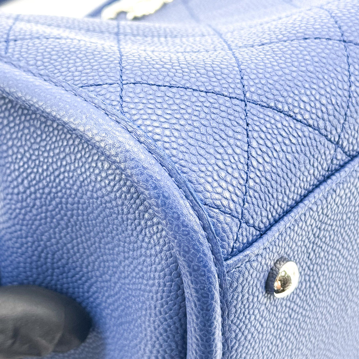 Chanel Caviar Quilted Tote Bag Navy Silver Hardware