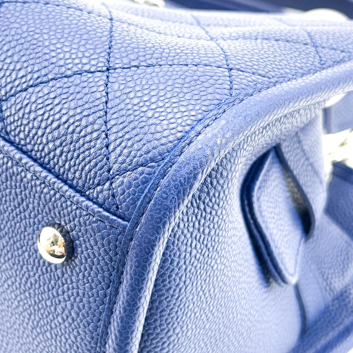 Chanel Caviar Quilted Tote Bag Navy Silver Hardware