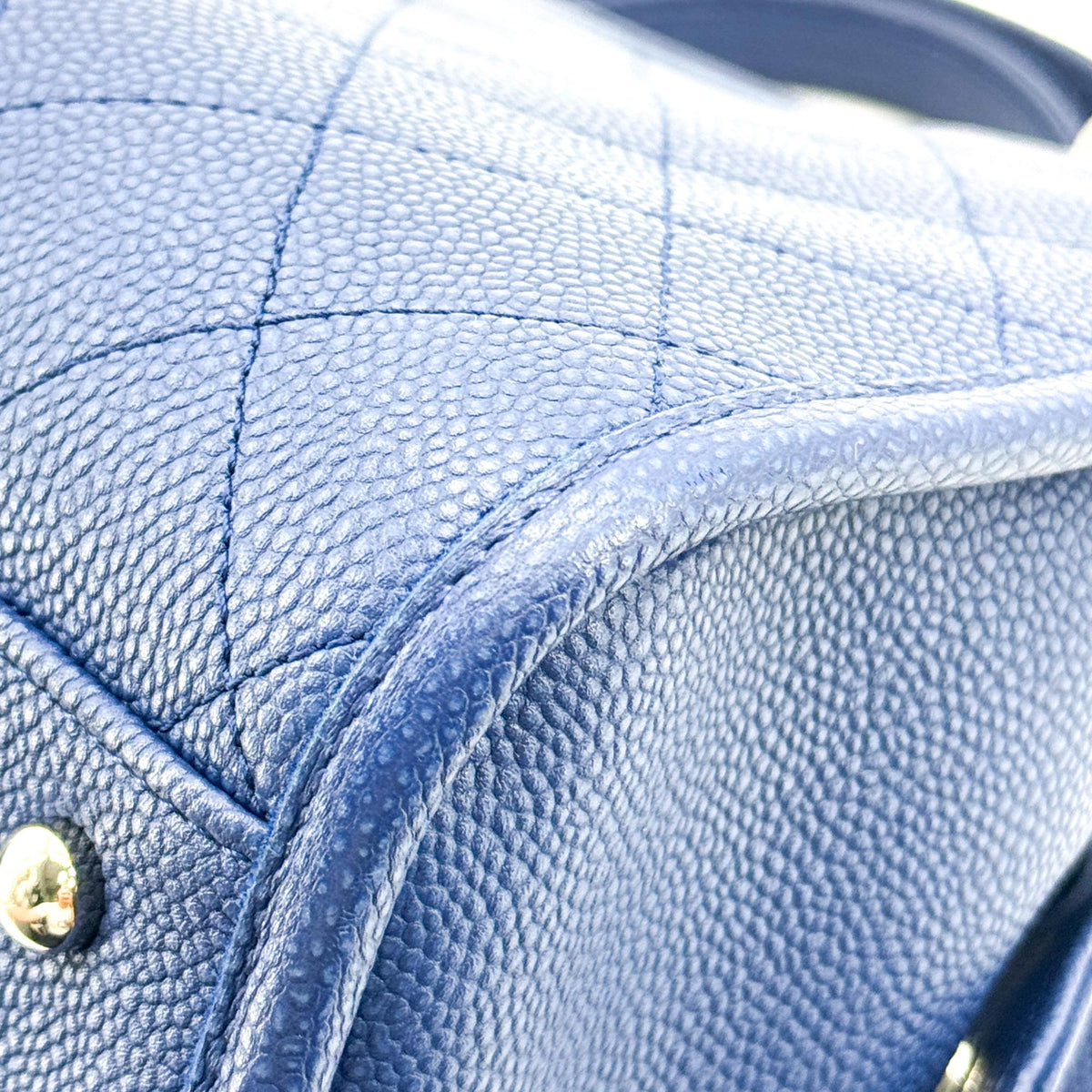 Chanel Caviar Quilted Tote Bag Navy Silver Hardware