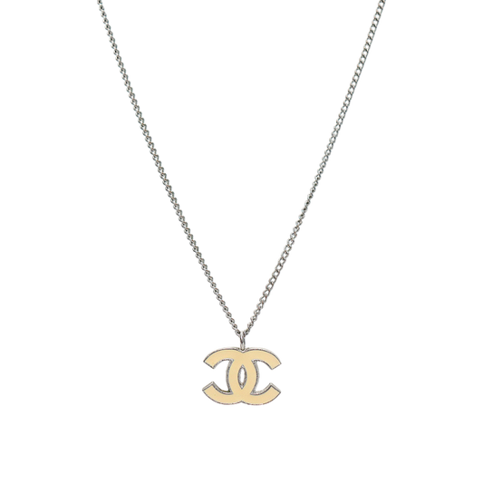 Chanel Ivory CC Silver Necklace