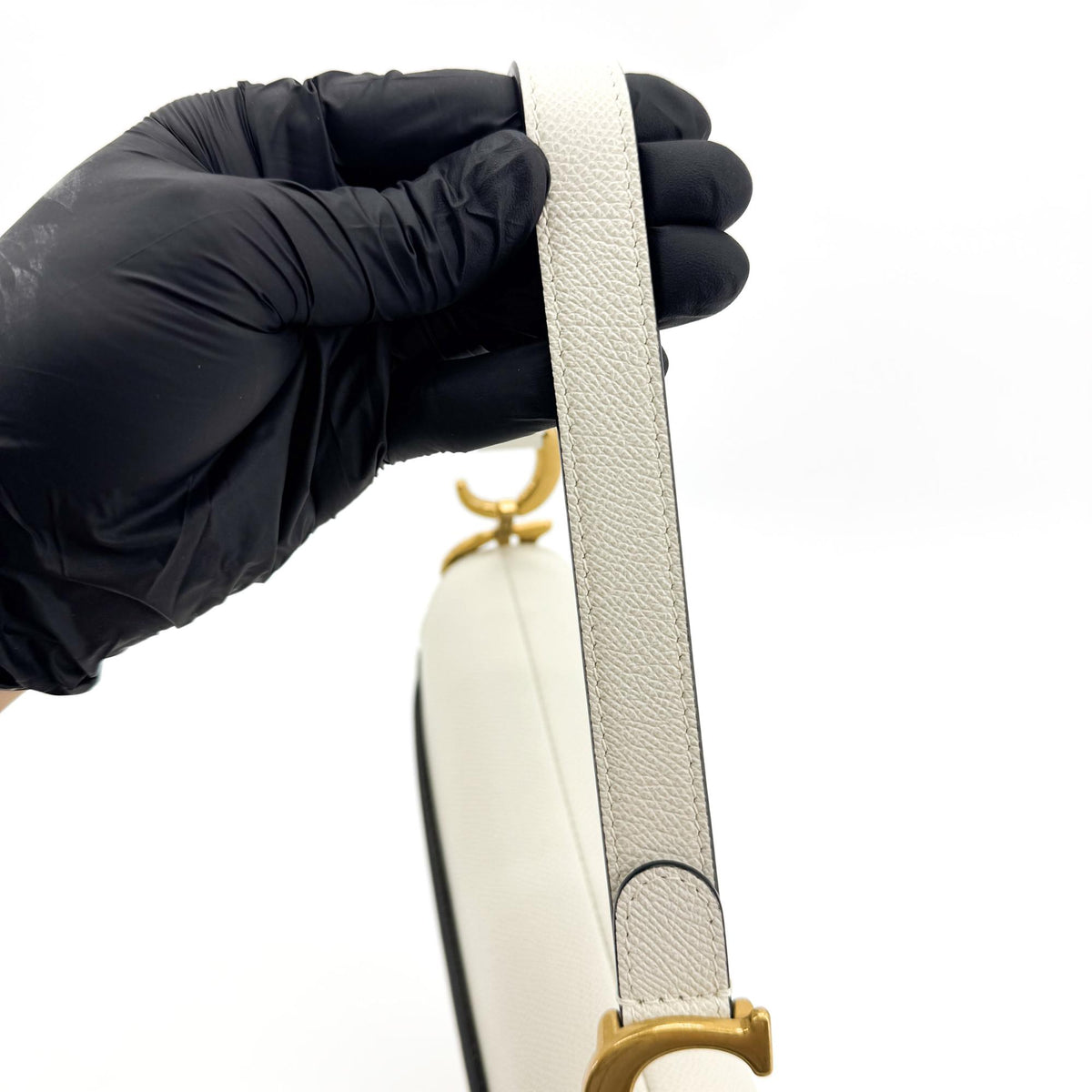 Dior Medium Saddle Bag White Gold Hardware