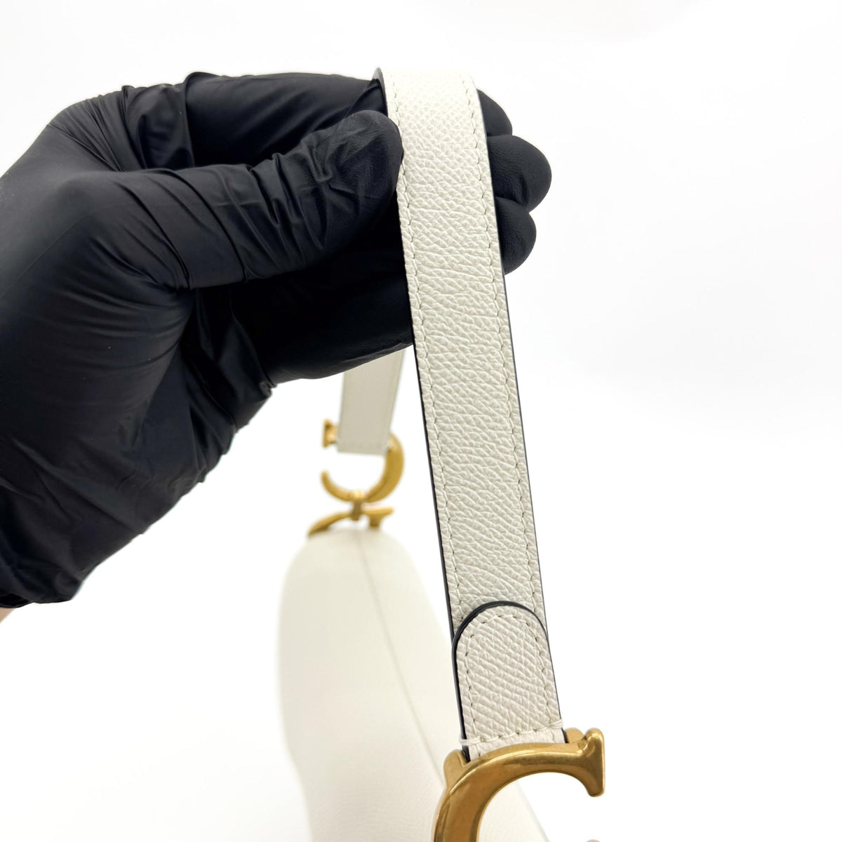 Dior Medium Saddle Bag White Gold Hardware