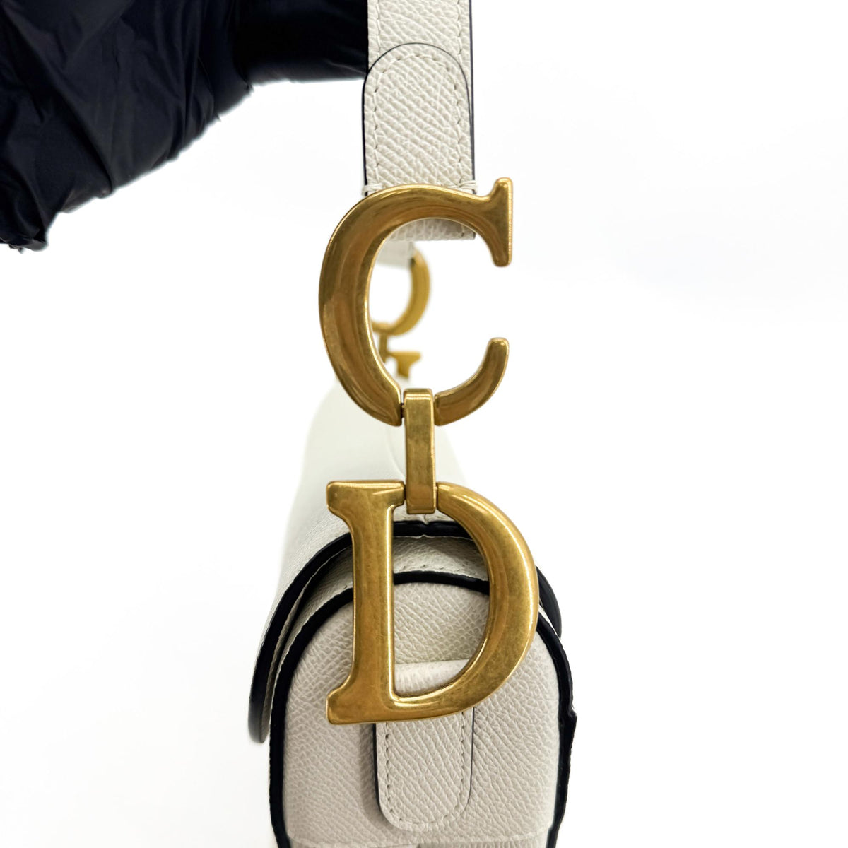 Dior Medium Saddle Bag White Gold Hardware