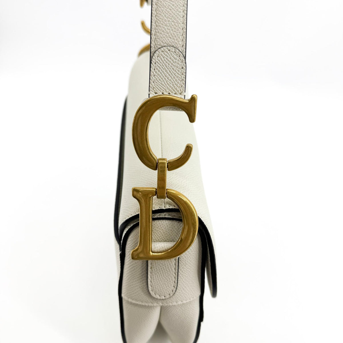 Dior Medium Saddle Bag White Gold Hardware