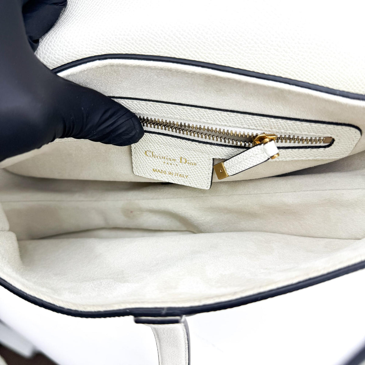 Dior Medium Saddle Bag White Gold Hardware