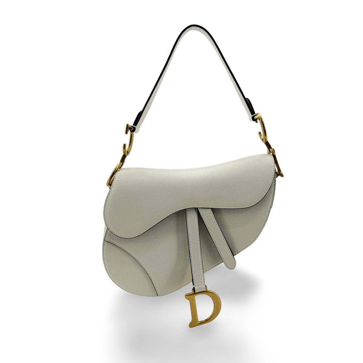 Dior Medium Saddle Bag White Gold Hardware