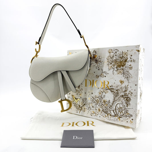 Dior Medium Saddle Bag White Gold Hardware