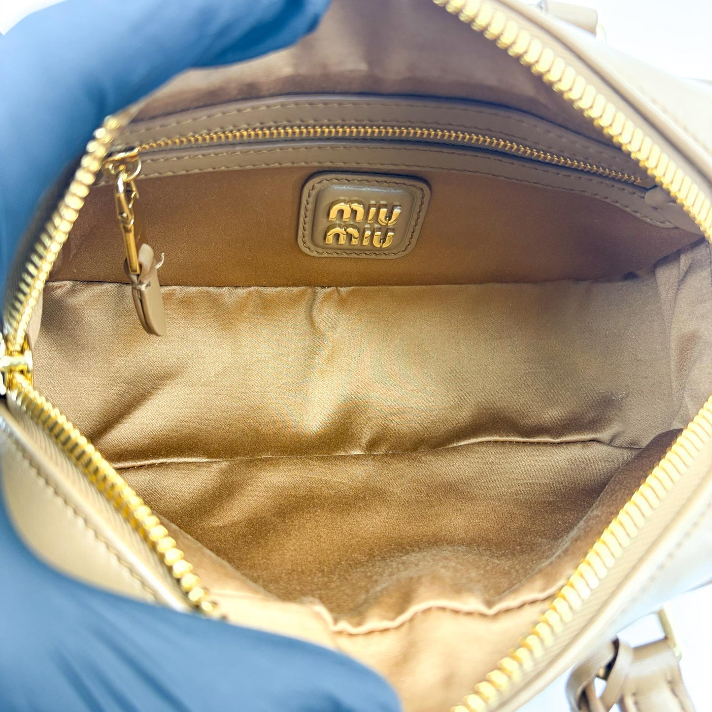 Miu Miu Arkadi Matelassé Napa Leather Bag Brown