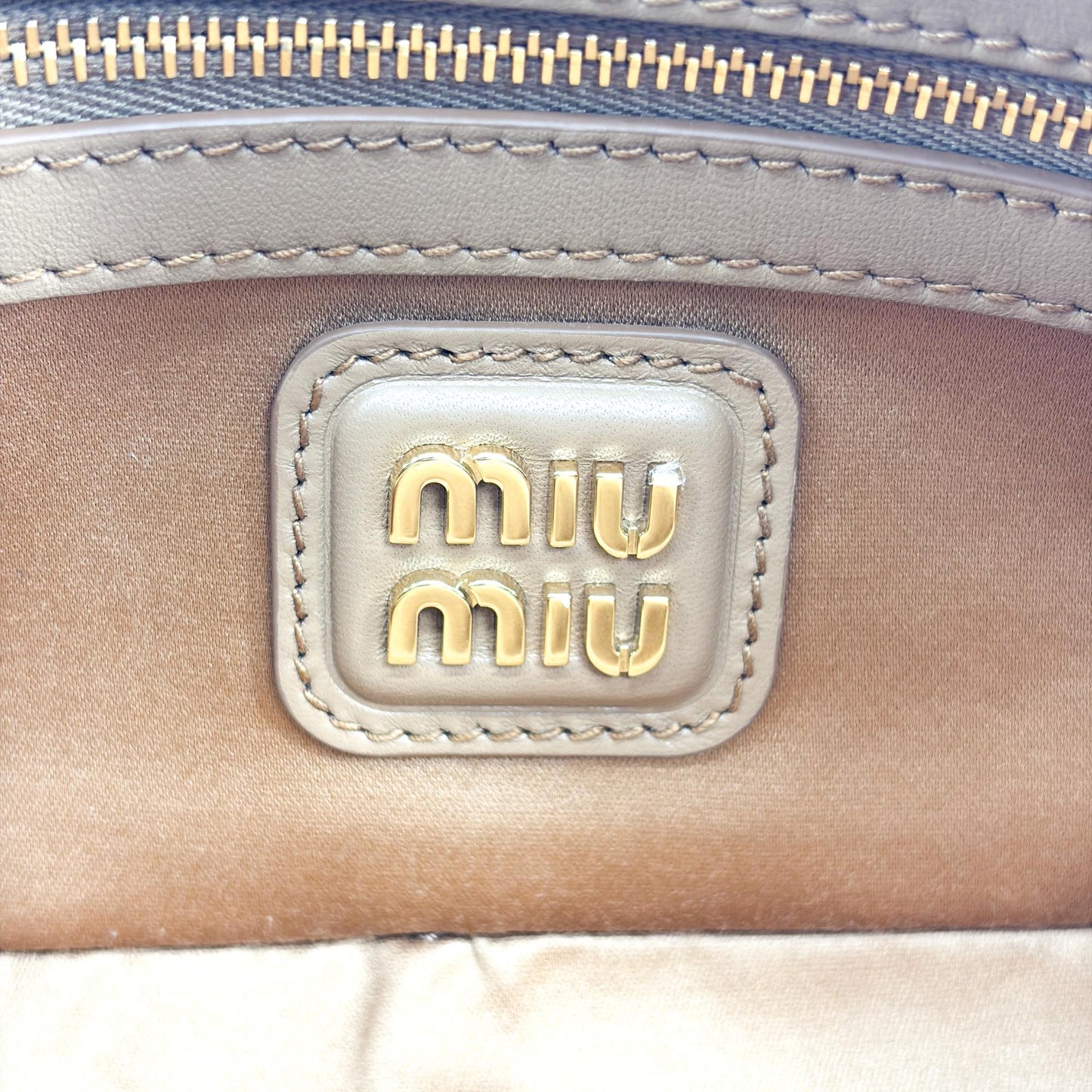 Miu Miu Arkadi Matelassé Napa Leather Bag Brown
