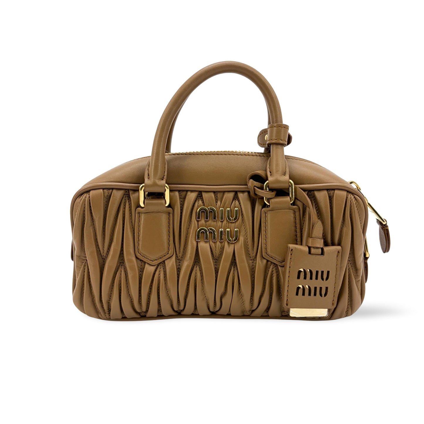 Miu Miu Arkadi Matelassé Napa Leather Bag Brown
