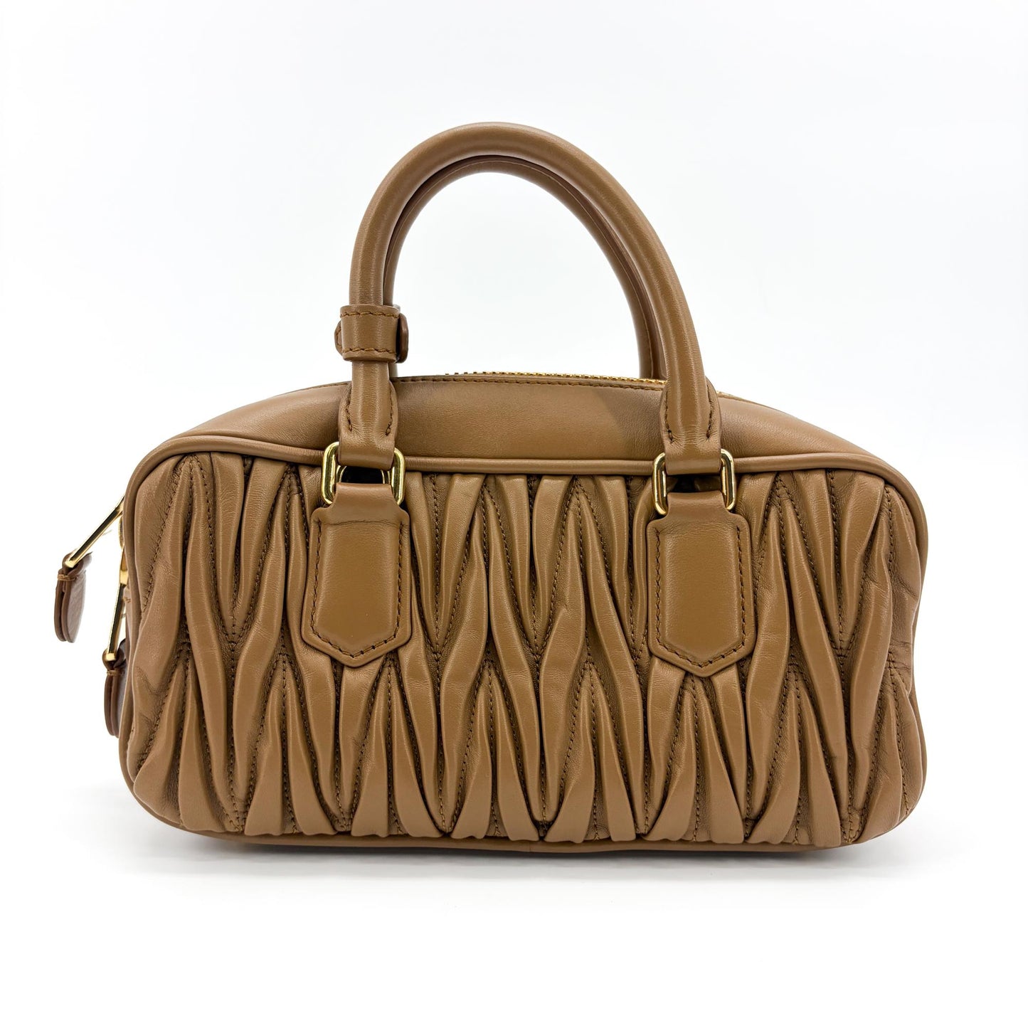 Miu Miu Arkadi Matelassé Napa Leather Bag Brown