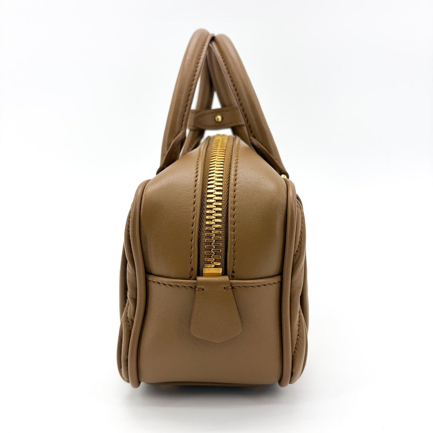 Miu Miu Arkadi Matelassé Napa Leather Bag Brown