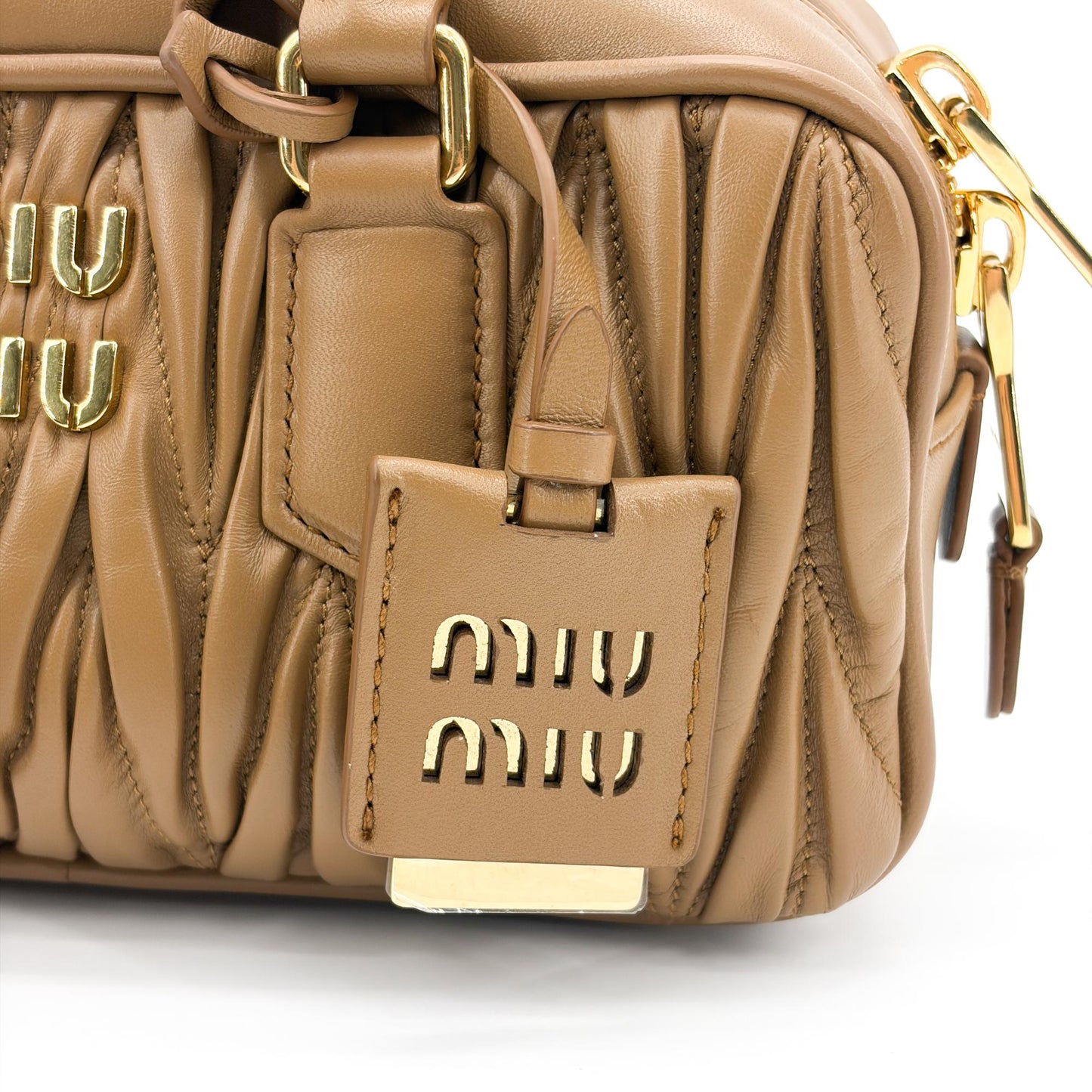 Miu Miu Arkadi Matelassé Napa Leather Bag Brown