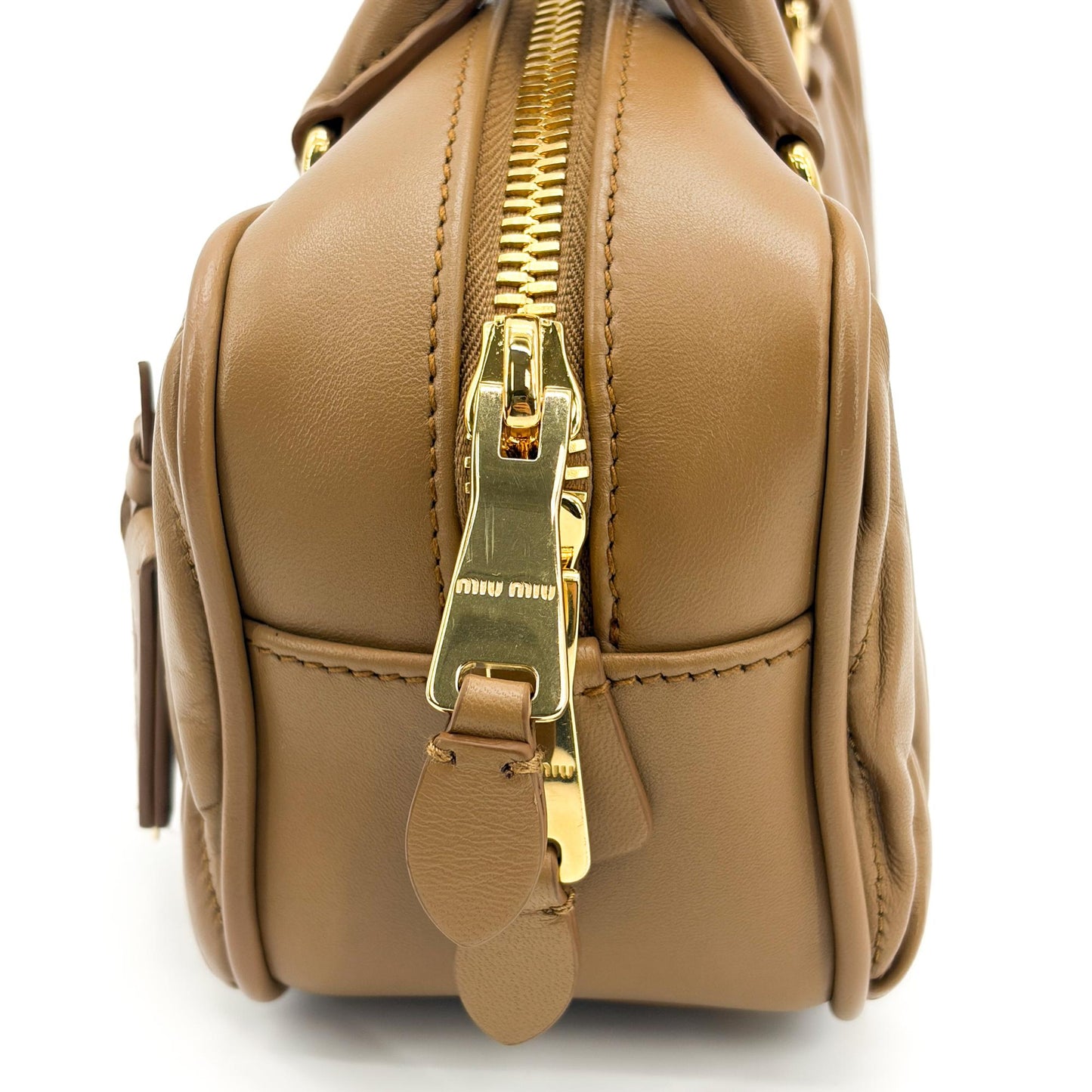 Miu Miu Arkadi Matelassé Napa Leather Bag Brown