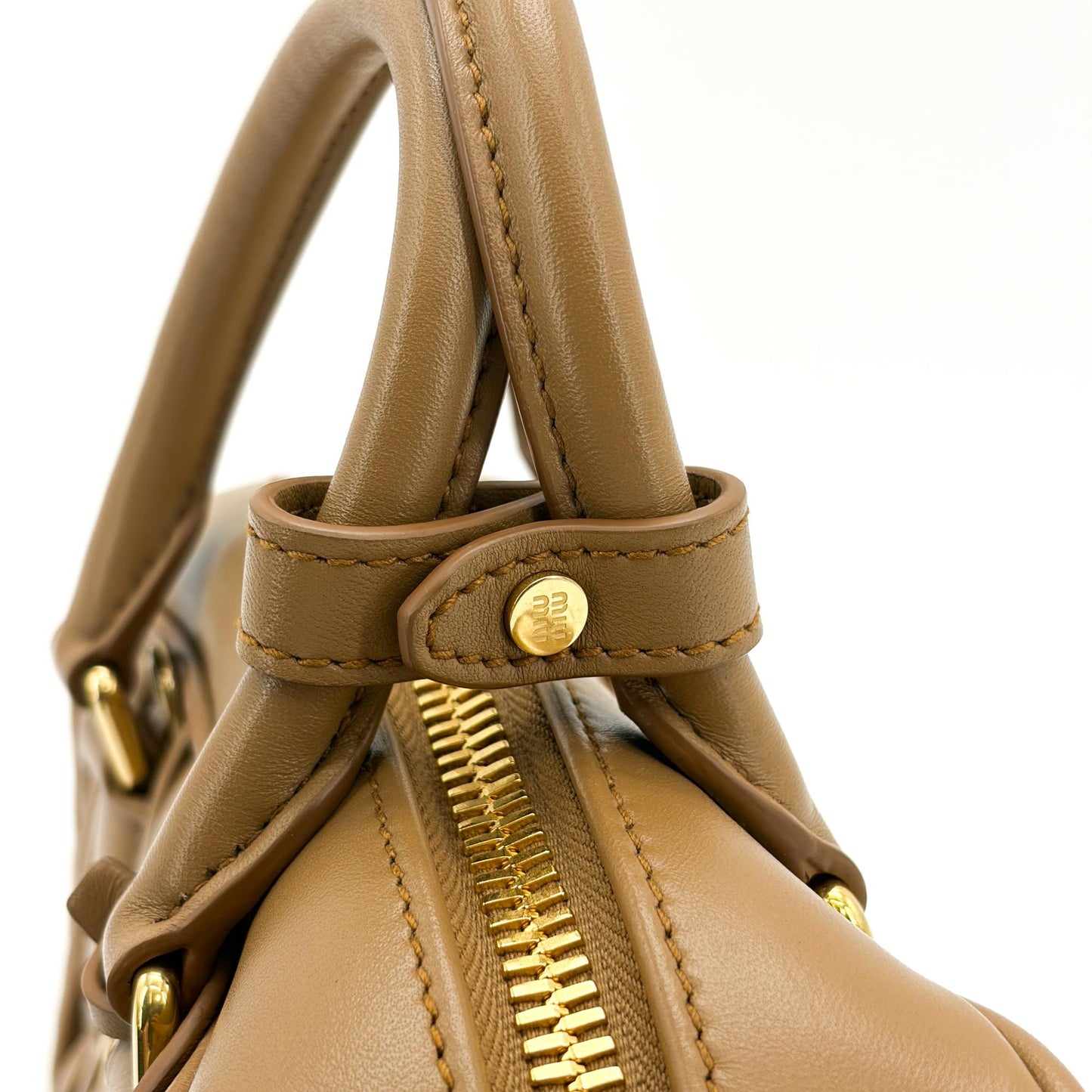Miu Miu Arkadi Matelassé Napa Leather Bag Brown