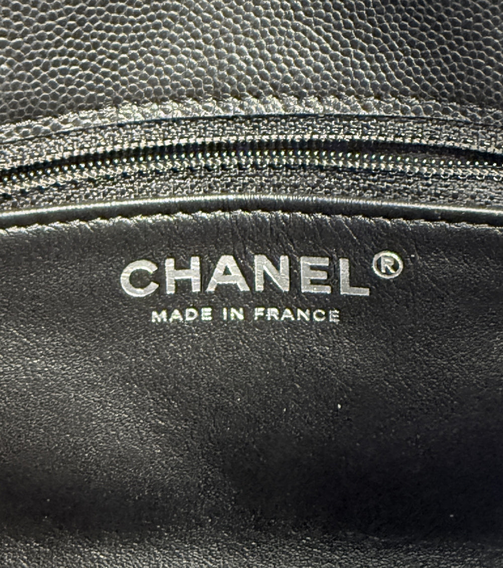 Chanel Black Caviar Quilted CC Chain Shoulder Bag with Built-in Chip