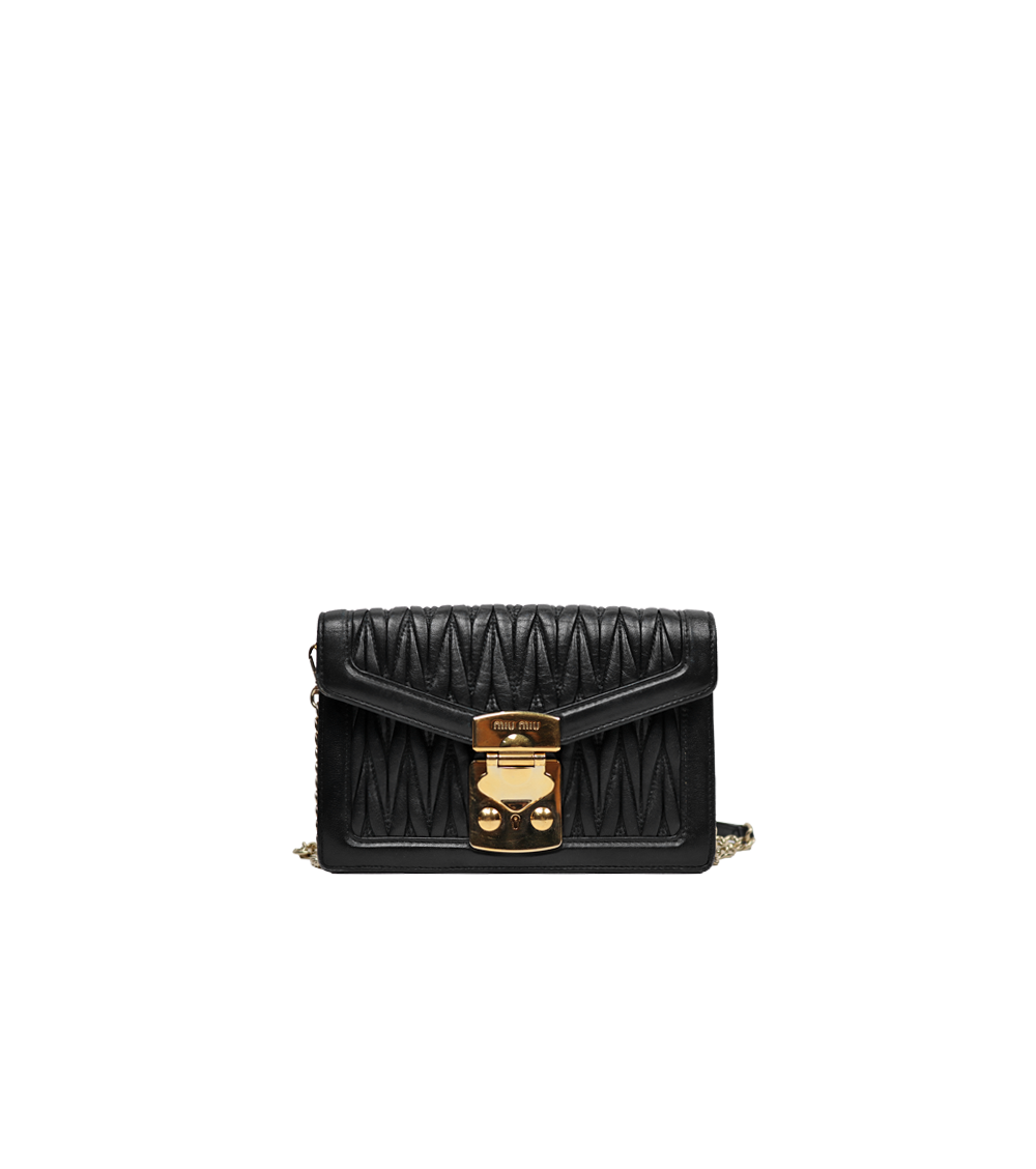 Miu Miu Black Matelassé Chain Crossbody Bag