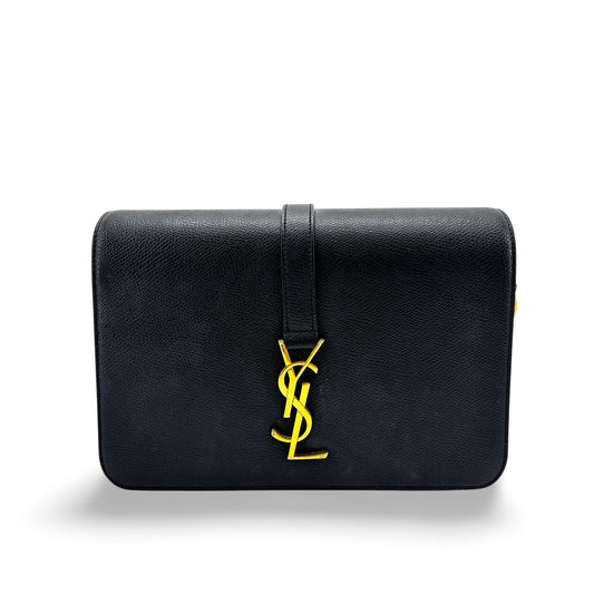 Saint Laurent Medium Monogram University Shoulder Bag Black Gold Hardware