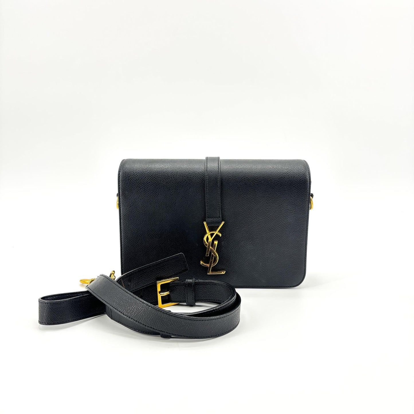 Saint Laurent Medium Monogram University Shoulder Bag Black Gold Hardware