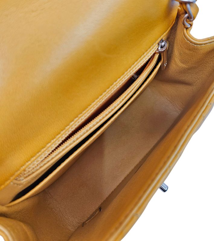 Chanel Yellow Petite Sac Chain Shoulder Bag