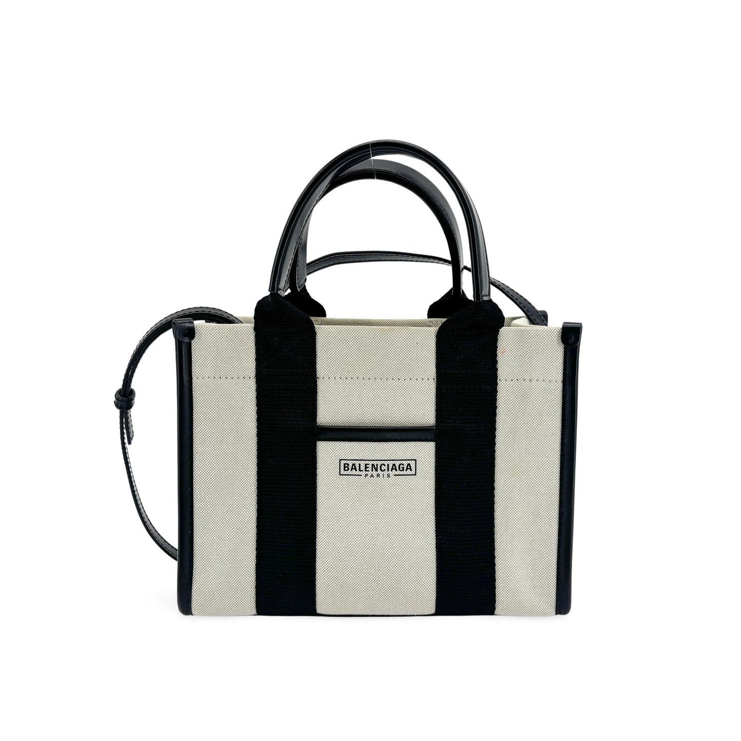Balenciaga Hardware XS Canvas Tote Bag Natural Black