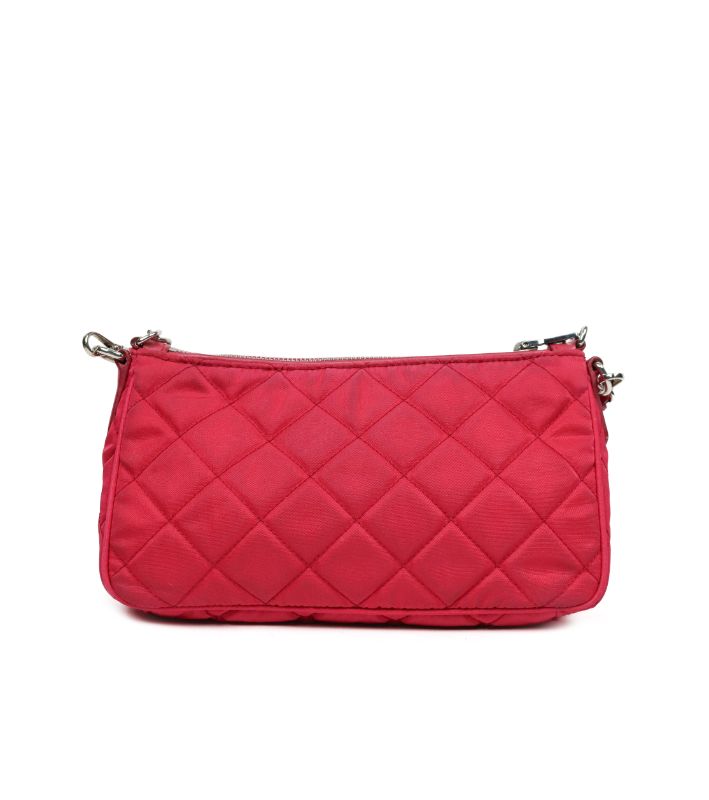 Prada Pink Nylon Quilted Chain Shoulder Bag