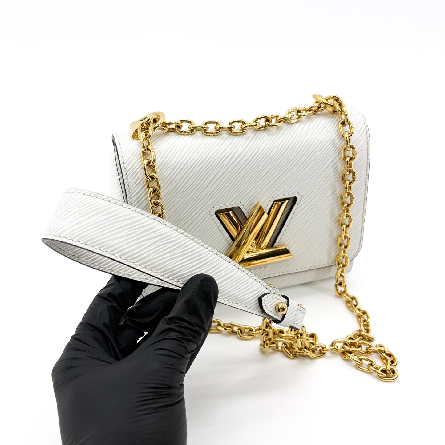Louis Vuitton Twist MM Epi White Gold Hardware
