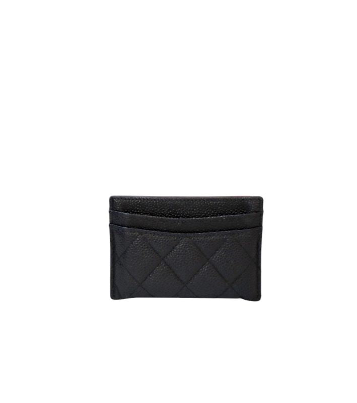 Chanel Black Caviar Skin Card Holder Wallet