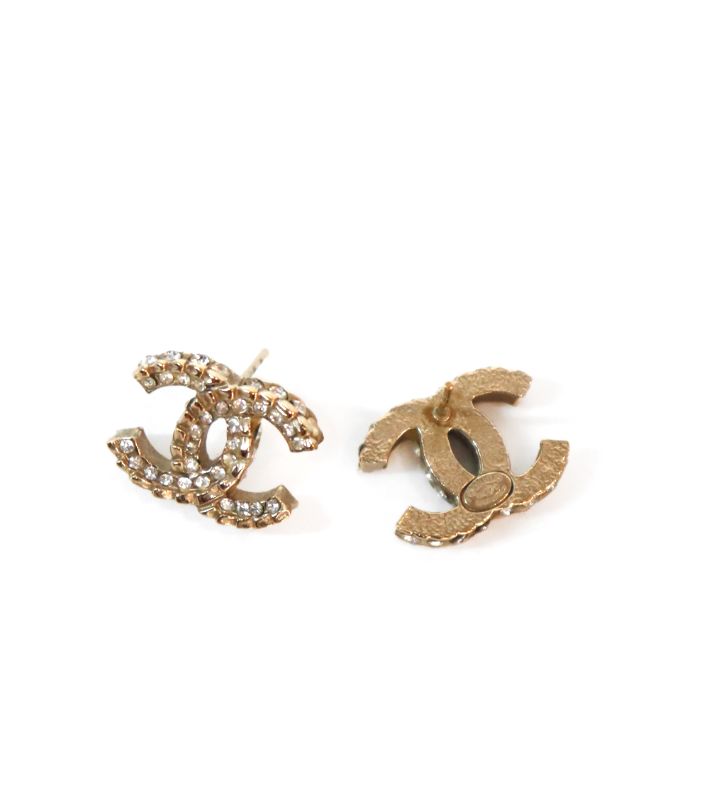 Chanel Cubic CC Gold Earrings