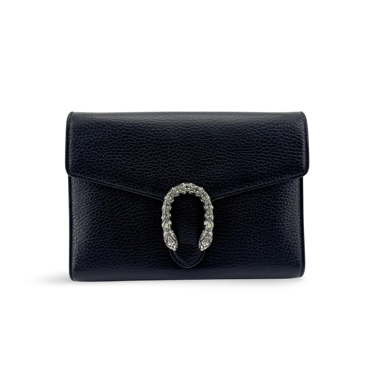 Gucci Dionysus Leather Super Mini Bag Black Silver