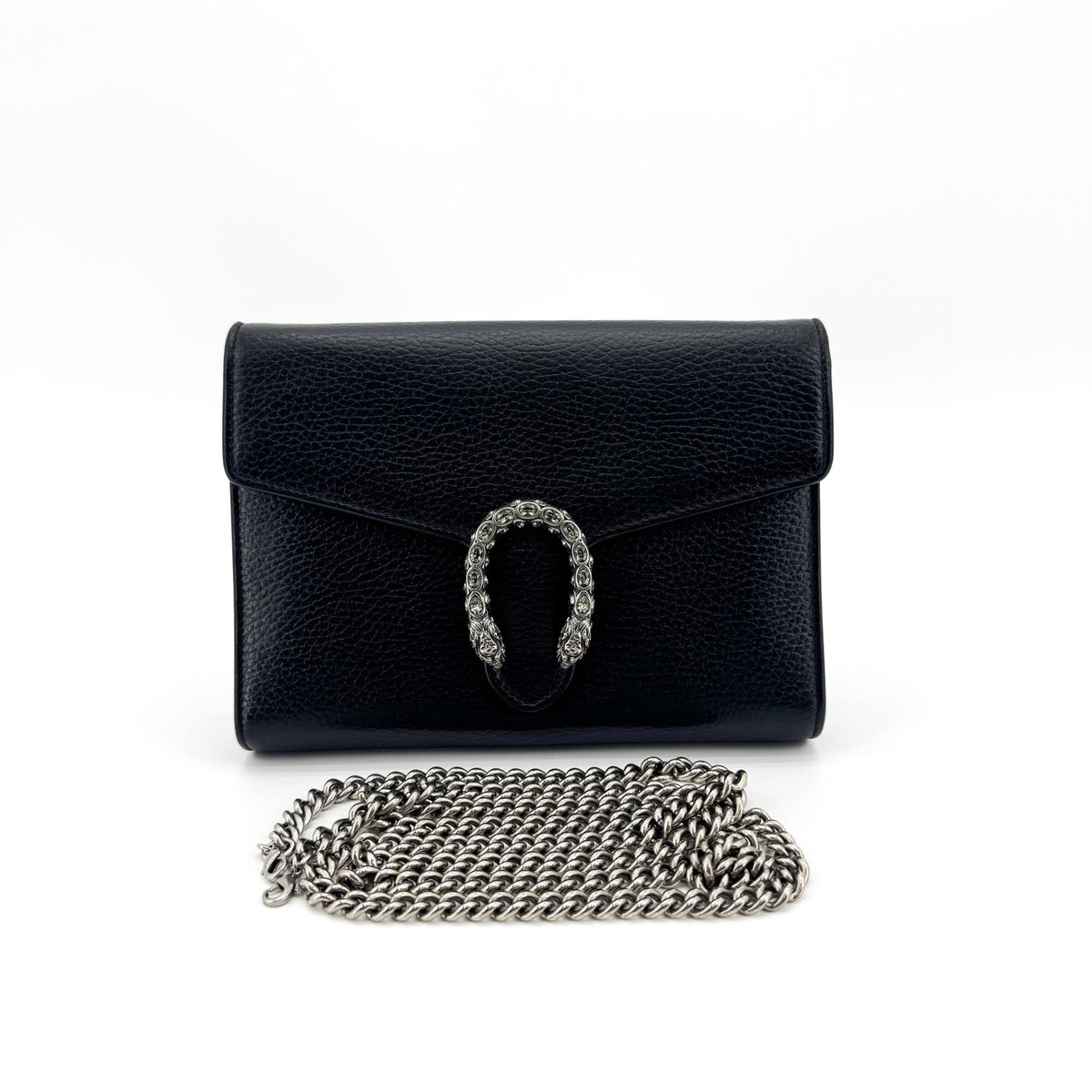 Gucci Dionysus Leather Super Mini Bag Black Silver