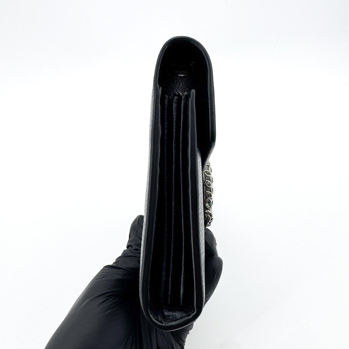 Gucci Dionysus Leather Super Mini Bag Black Silver