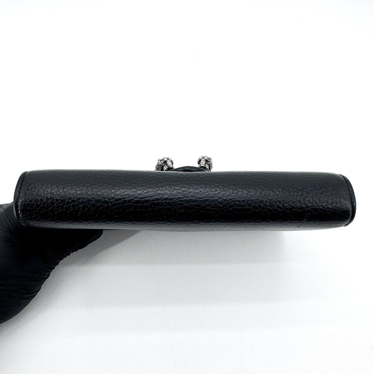 Gucci Dionysus Leather Super Mini Bag Black Silver