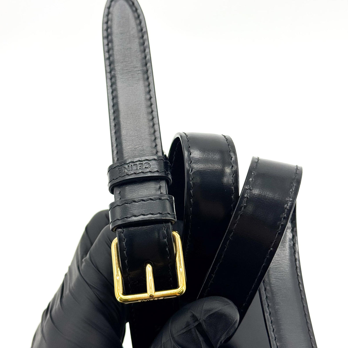 Celine Tin Triomphe Bag Shiny Calfskin Black