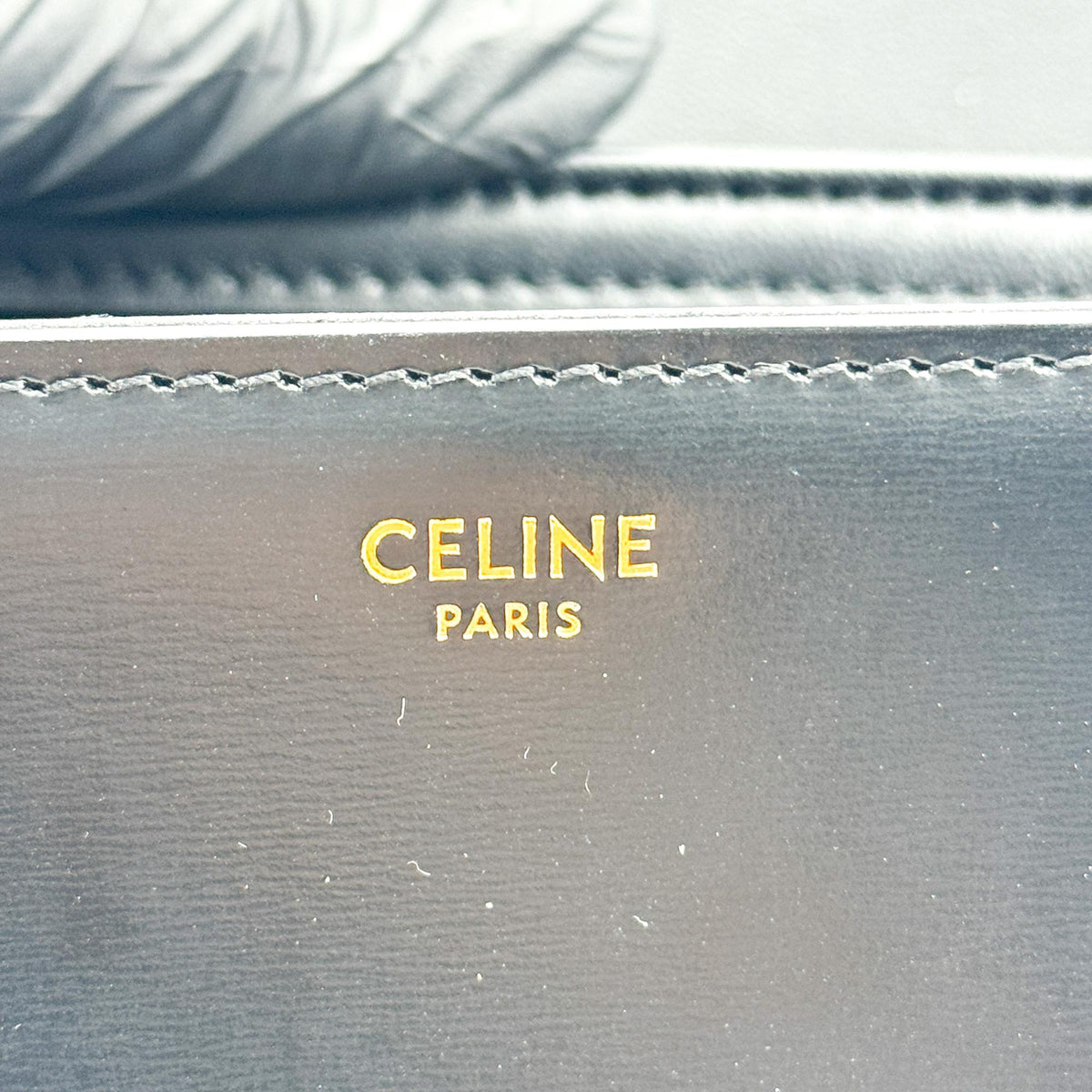 Celine Tin Triomphe Bag Shiny Calfskin Black