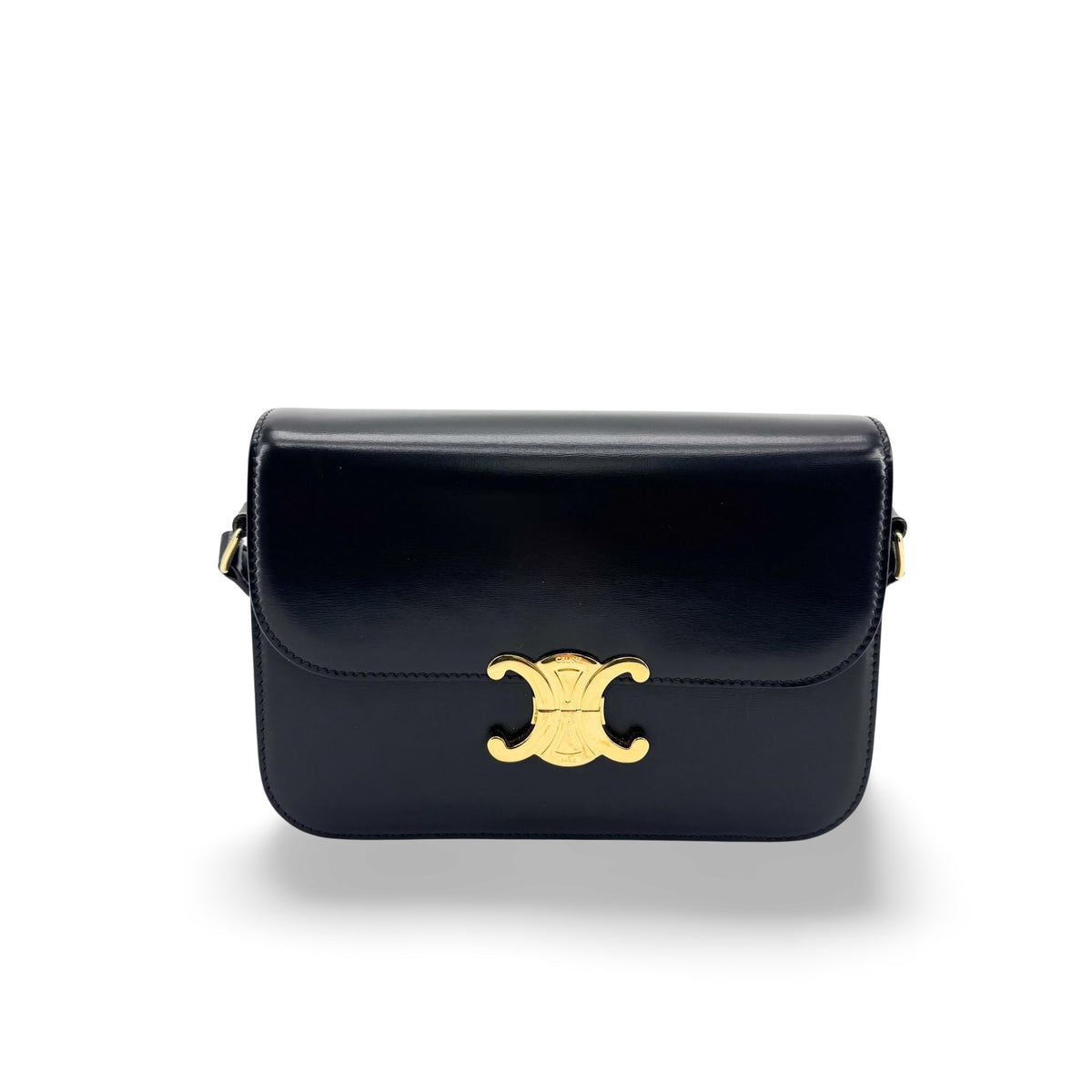 Celine Tin Triomphe Bag Shiny Calfskin Black