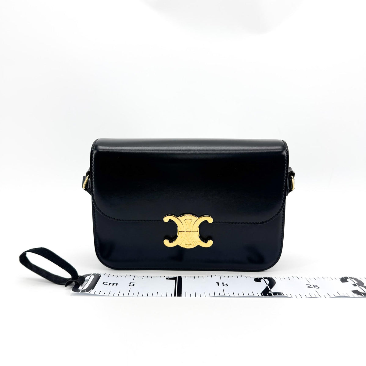 Celine Tin Triomphe Bag Shiny Calfskin Black