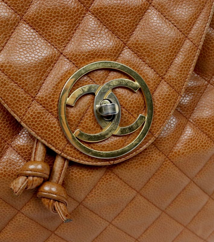 Chanel Brown Caviar Quilted CC Backpack