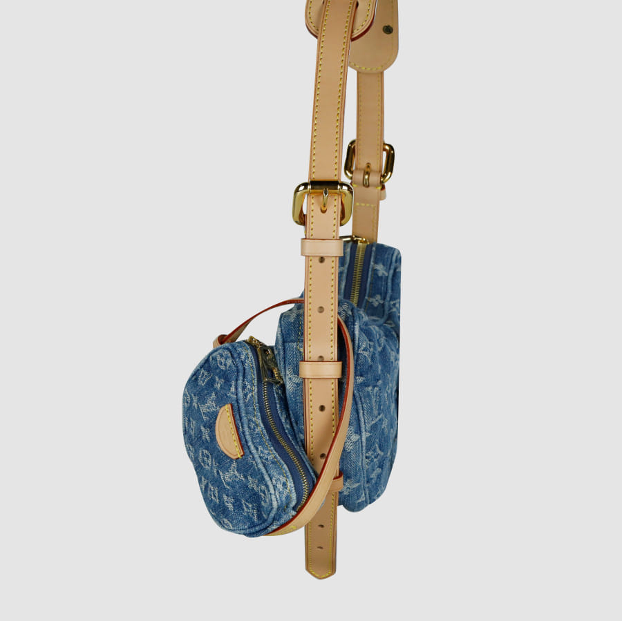 MM Denim Monogram Croissant Shoulder Bag M46856