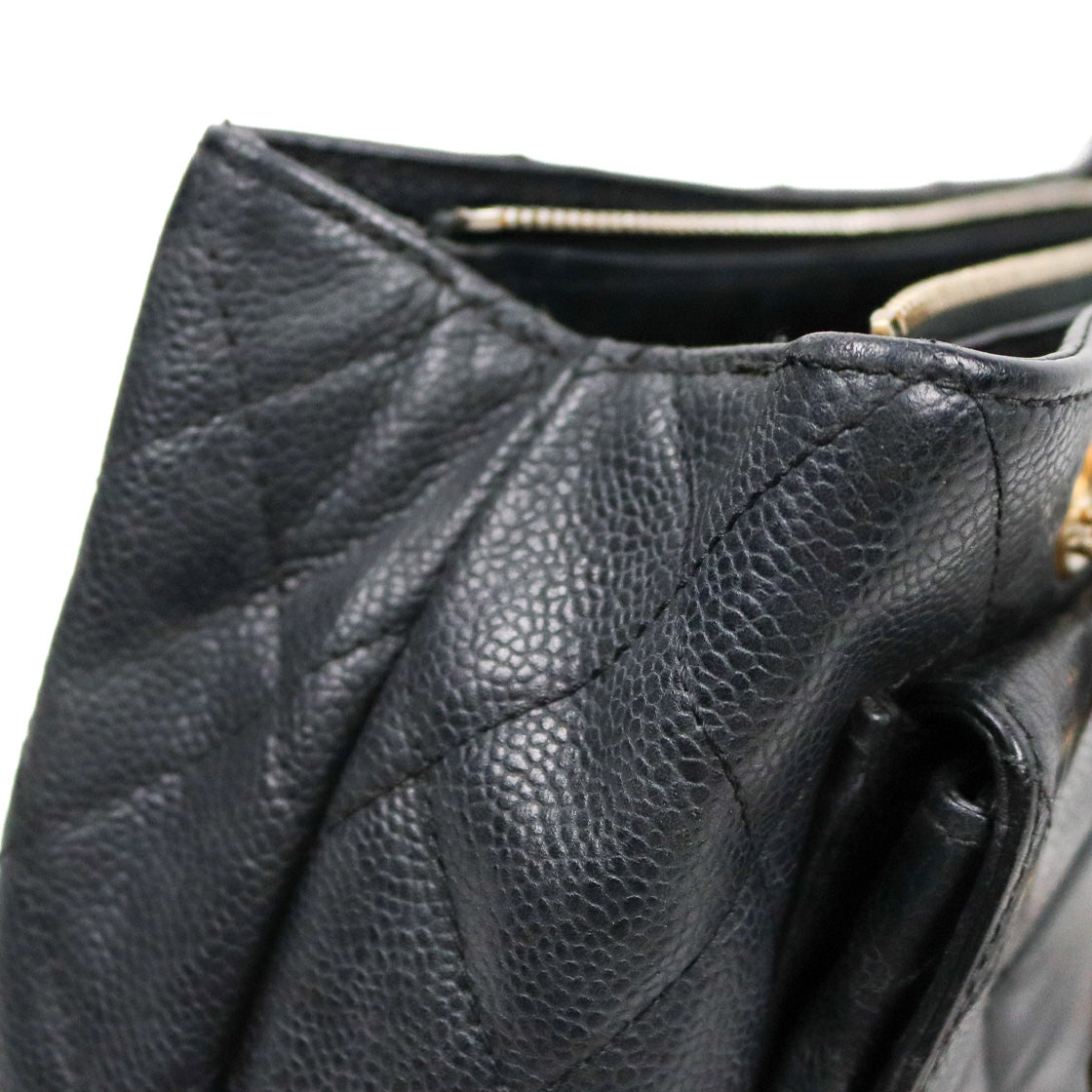 Chanel Black Caviar Quilted CC Pocket Shoulder Bag