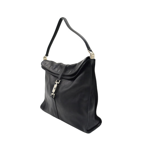 Black leather shoulder bag