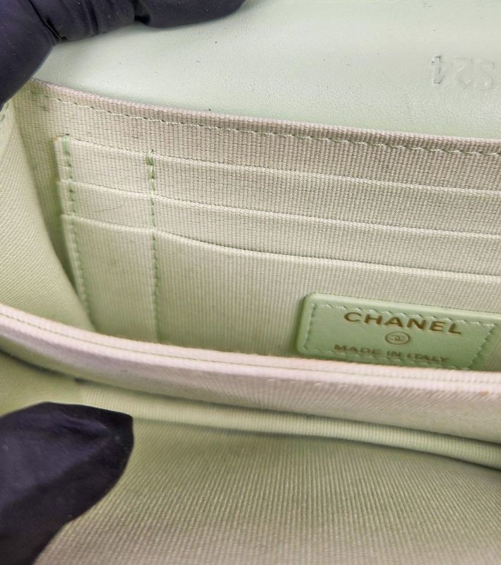 Chanel Mint Chevron Caviar Boy WOC