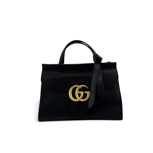 Gucci GG Marmont Small Leather Top Handle Bag Black
