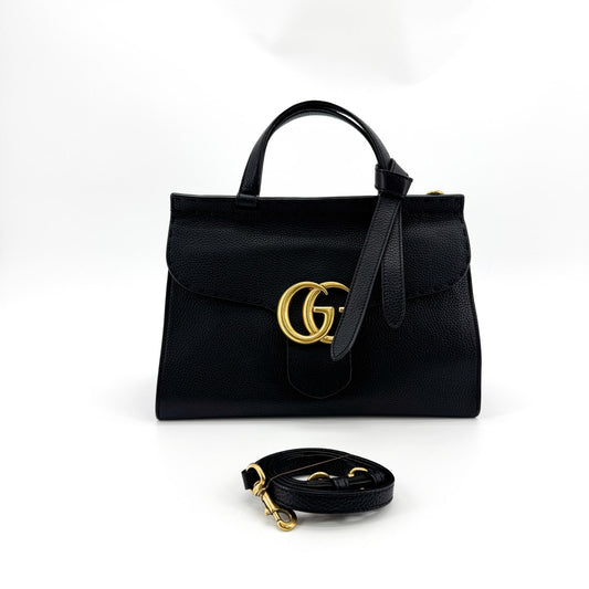 Gucci GG Marmont Small Leather Top Handle Bag Black