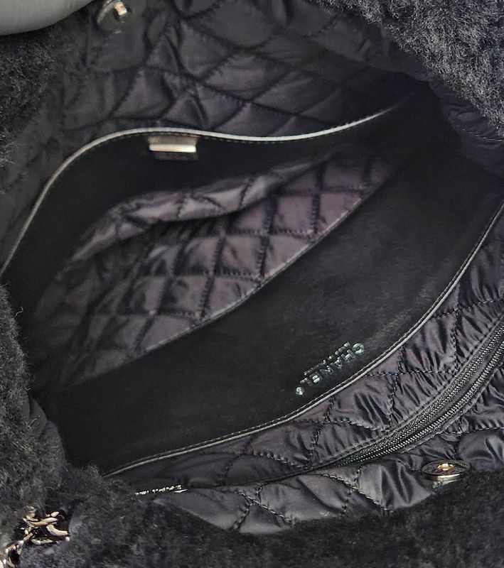 Chanel Navy Shearling Tote