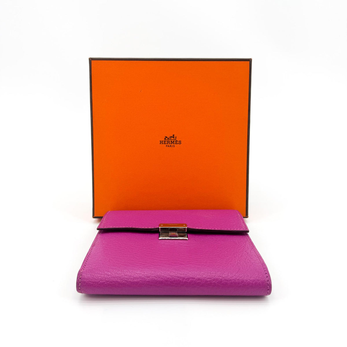 Hermès Click 12 Wallet Rose Purple Silver